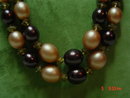 Hong Kong Two Strand Brown Beaded Necklace & Button Clip Earrings