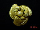 Gold Flower Cultured Pearl Boucher Signed Numbered Pin