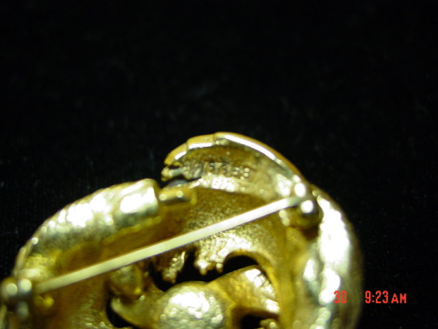 Gold Flower Cultured Pearl Boucher Signed Numbered Pin