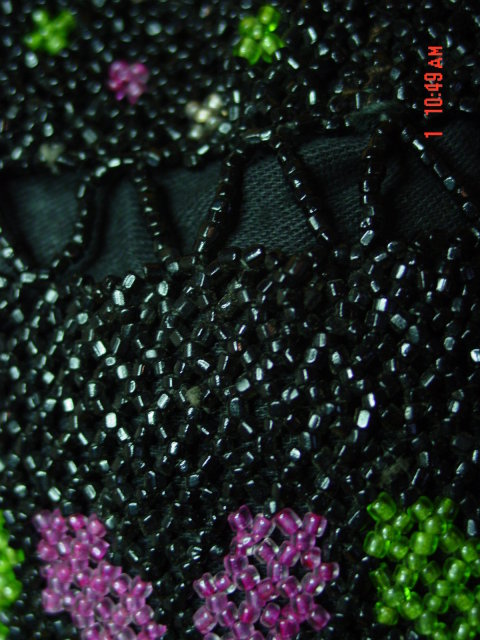 Antique Victorian Beaded Drawstring Reticule Evening Bag Purse
