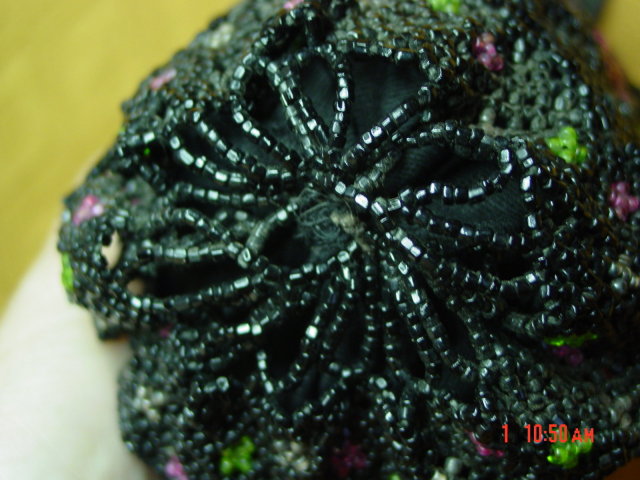 Antique Victorian Beaded Drawstring Reticule Evening Bag Purse