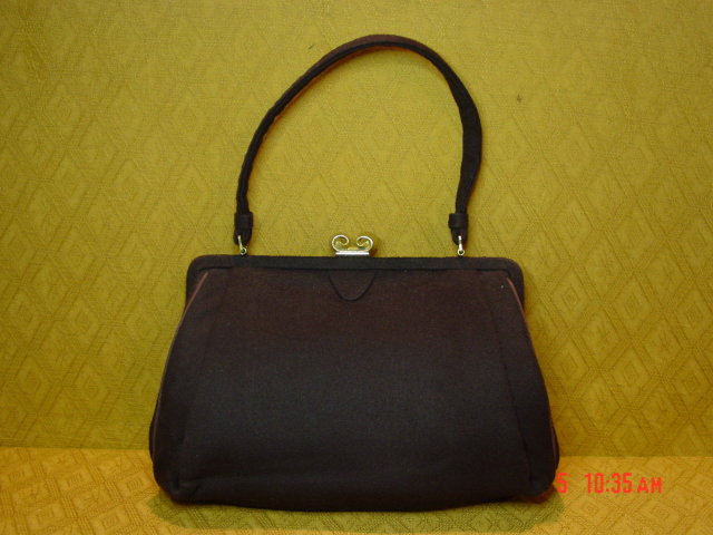 Vintage Mel-ton Brown Wool Handbag Purse