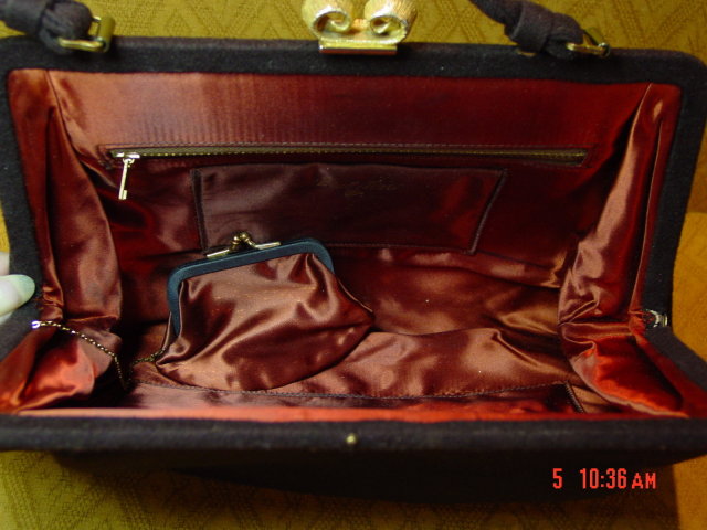 Vintage Mel-ton Brown Wool Handbag Purse