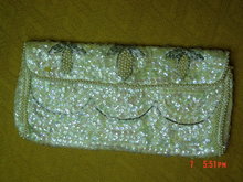 La Regale Off White Sequin Evening Bag Clutch