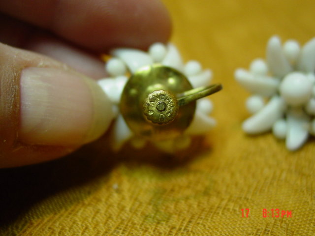 Vintage Germany Milk Glass Screwback Earrings