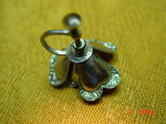 Czechoslovakia Aluminum Eloxal Flower Screwback Earrings