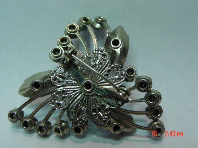 Vintage Beau Jewels Blue Rhinestone Brooch Pin