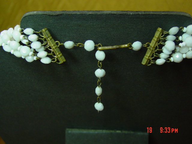 Western Germany 6 strand Faceted Milk Glass Bead Necklace