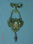 Victorian Porcelain Cameo Brooch Pin