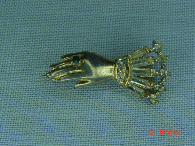Rhinestone Victorian Hand Pin