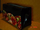 Vintage Black Patent Leather Vinyl Carryall Tote Purse