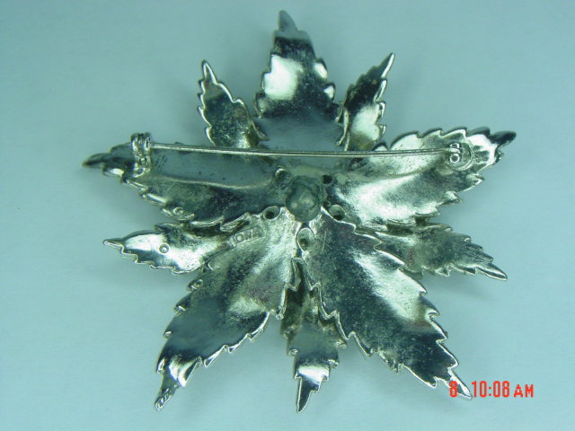 ORA Swarovski Rhinestone Masonic Shriners Rhodium Plated Flower Brooch Pin
