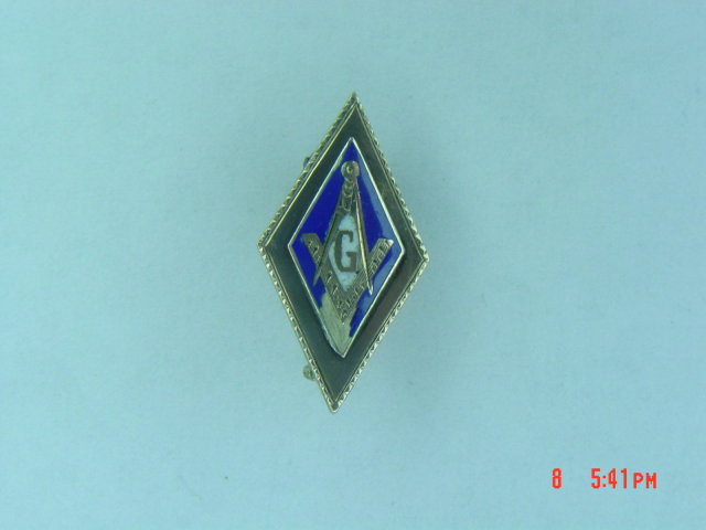 Antique 10K Masonic Compass Square Pin