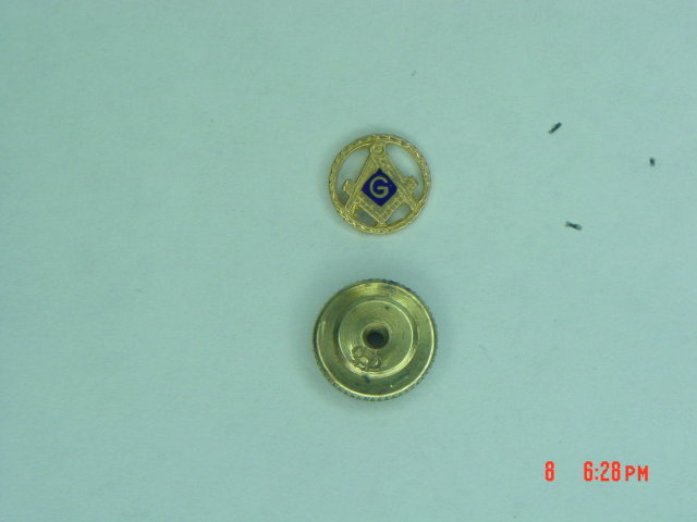 10K Masonic Compass Square Screw Back Lapel Pin