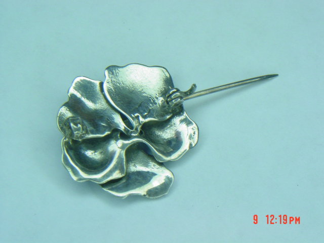 Antique Sterling Blue Enamel Pansy Pin