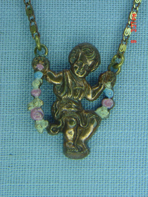Antique Copper Child on Swing Pin