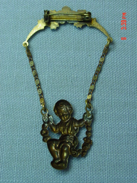 Antique Copper Child on Swing Pin
