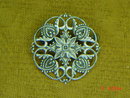 Round Silver Art Nouveau Filigree Pin