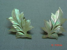 Sterling Mother of Pearl Leaf Screwback Earrings