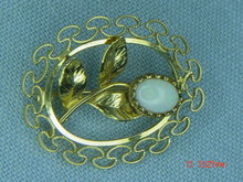 14K G.F. Oval Opal Flower Pin