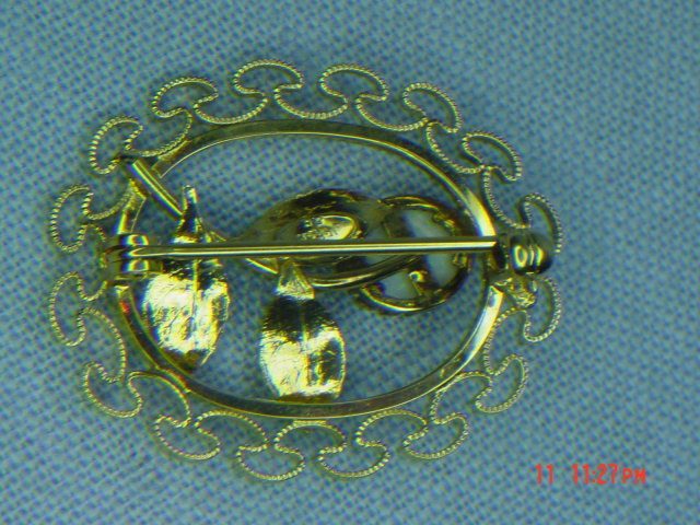 14K G.F. Oval Opal Flower Pin