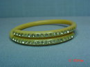 Vintage Creamy Celluloid Rhinestone Bangle Bracelet