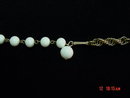 Vintage Goldtone Chain Milk Glass Bead Tassel Necklace