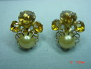 Vintage Orange Rhinestone Clip Earrings
