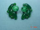 Jade Green Glass Clip Earrings