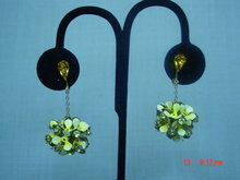 Yellow Enamel Flower Dangle Clip Earrings