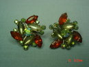 Orange, Opaque and AB Rhinestone Clip Earrings