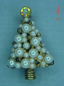 Vintage Faux Pearl Christmas Tree Pin
