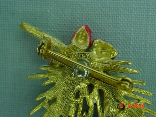 Vintage ART Pine Branch Pine Cone Bell Pin