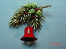 Vintage ART Pine Branch Pine Cone Bell Pin