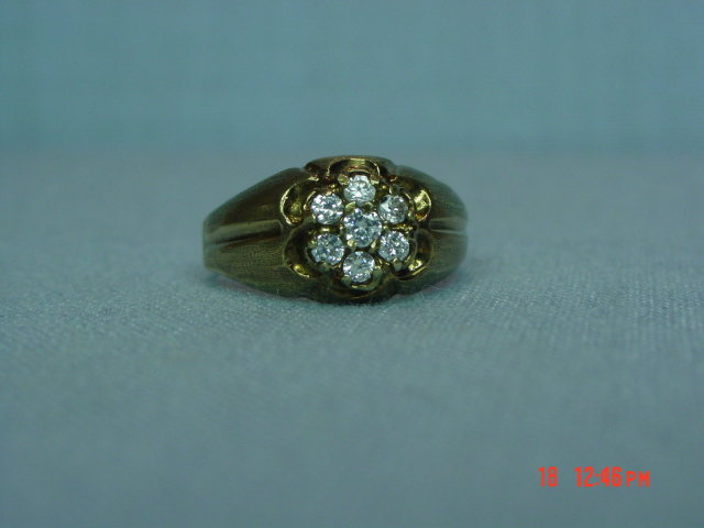 Vintage 417 10K CZ Flower Ring Size 9