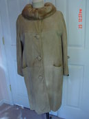 Vintage Size 8 Tan Suede Leather Coat with Mink Collar