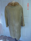 Vintage Size 8 Tan Suede Leather Coat with Mink Collar