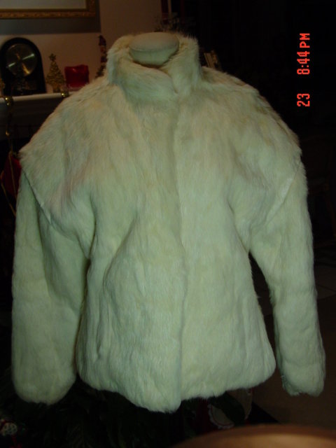 White Rabbit Fur Jacket Size Medium