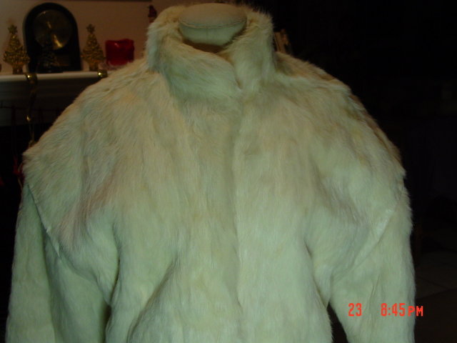 White Rabbit Fur Jacket Size Medium