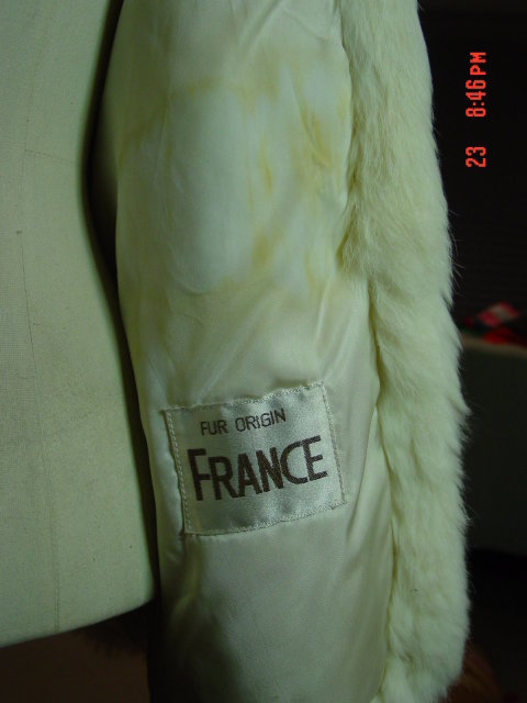 White Rabbit Fur Jacket Size Medium