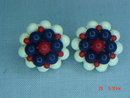 Red, White & Blue Bead Clip Earrings