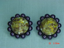 Purple Bead Clip Earrings