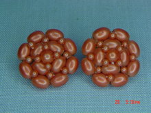 Coral Colored Bead Clip Earrings