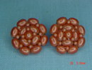 Coral Colored Bead Clip Earrings