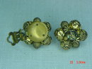 Brass Flower Bead Clip Earrings