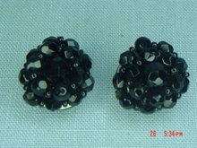 Black Glass Bead Clip Earrings