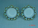 Baby Blue Thermoset & Rhinestone Clip Earrings