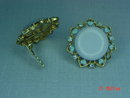 Baby Blue Thermoset & Rhinestone Clip Earrings