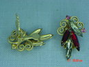 Ruby Red & Smoky Clear Rhinestone Clip Earrings