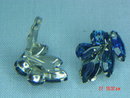 Dark Blue Rhinestone Clip Earrings